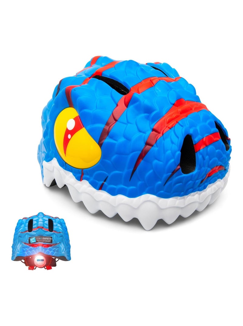 Casque de Vélo pour enfants | Dino Bleu | Crazy Safety | Certifié EN1078 Bleu Bleu - Kiabi