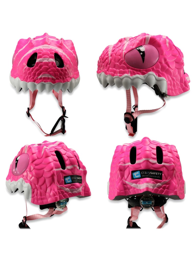Casque de Vélo pour enfants | Dino Rose | Crazy Safety | Certifié EN1078 Rose - Kiabi