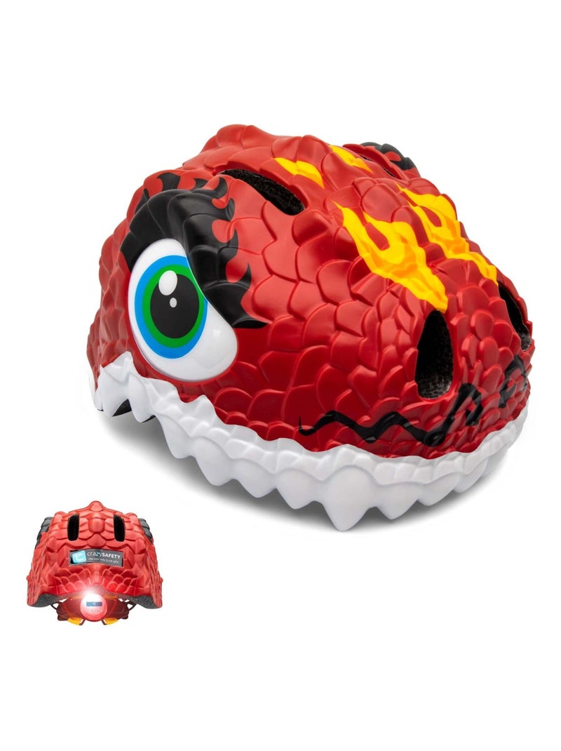 Casque de Vélo pour enfants | Dragon Rouge | Crazy Safety | Certifié EN1078 Rouge - Kiabi