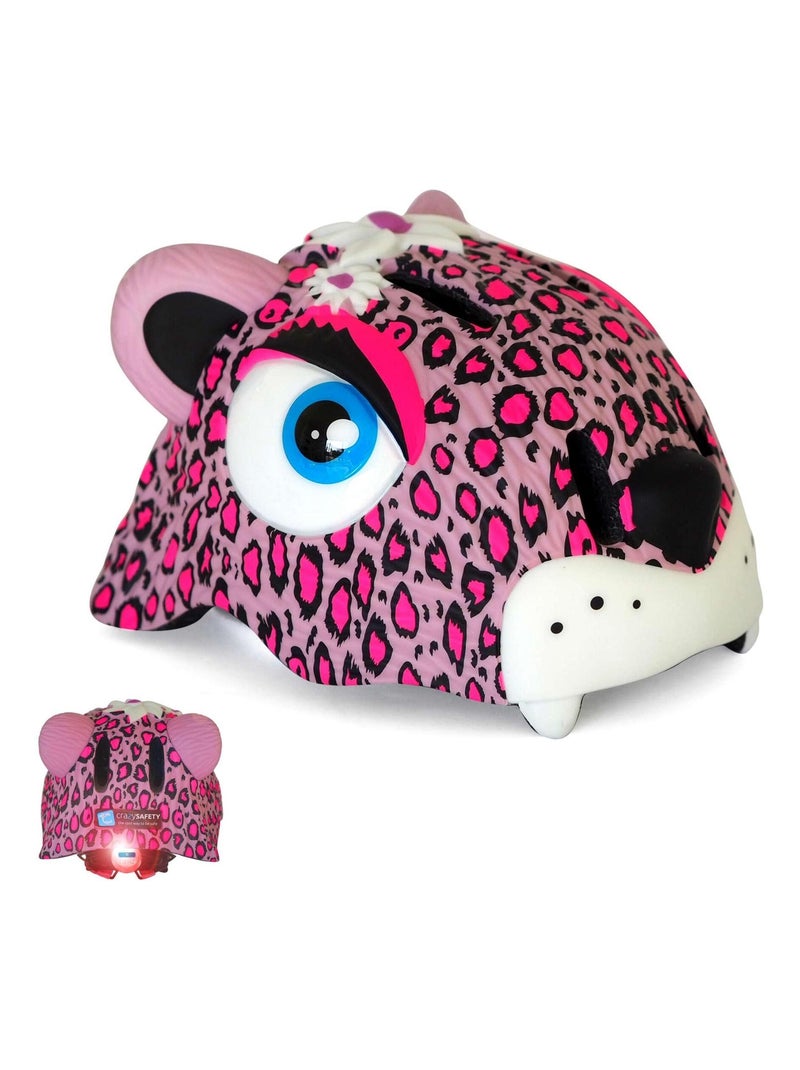 Casque de Vélo pour enfants | Léopard Rose | Crazy Safety | Certifié EN1078 Rose - Kiabi