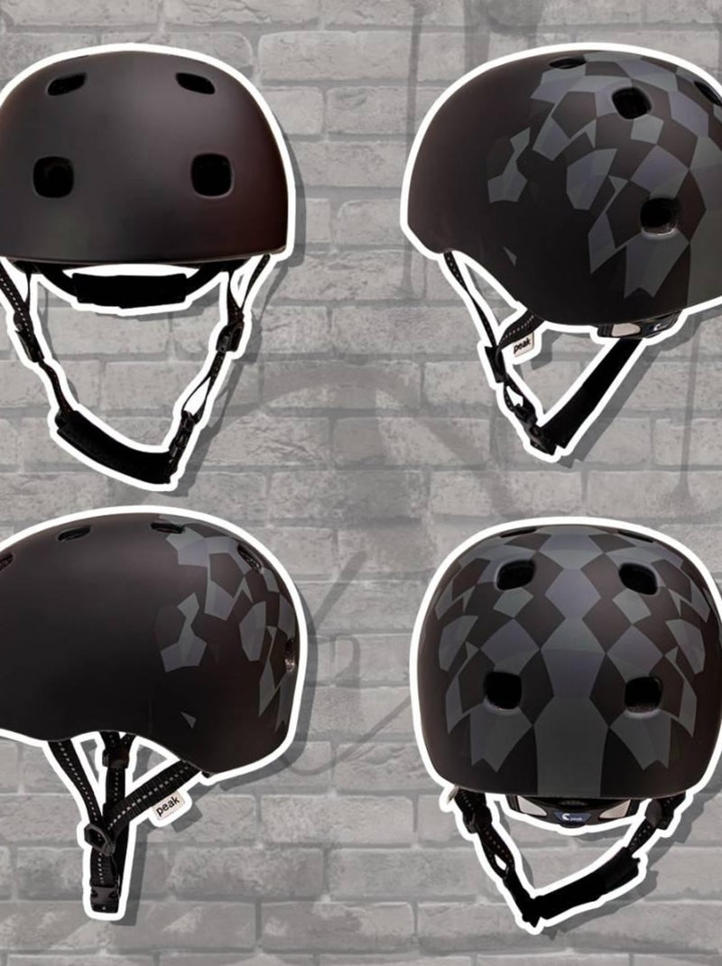 Casque de Vélo Skater pour Ados et Adultes| Carrés Noirs S/M |EN1078 Certifié Noir Noir - Kiabi