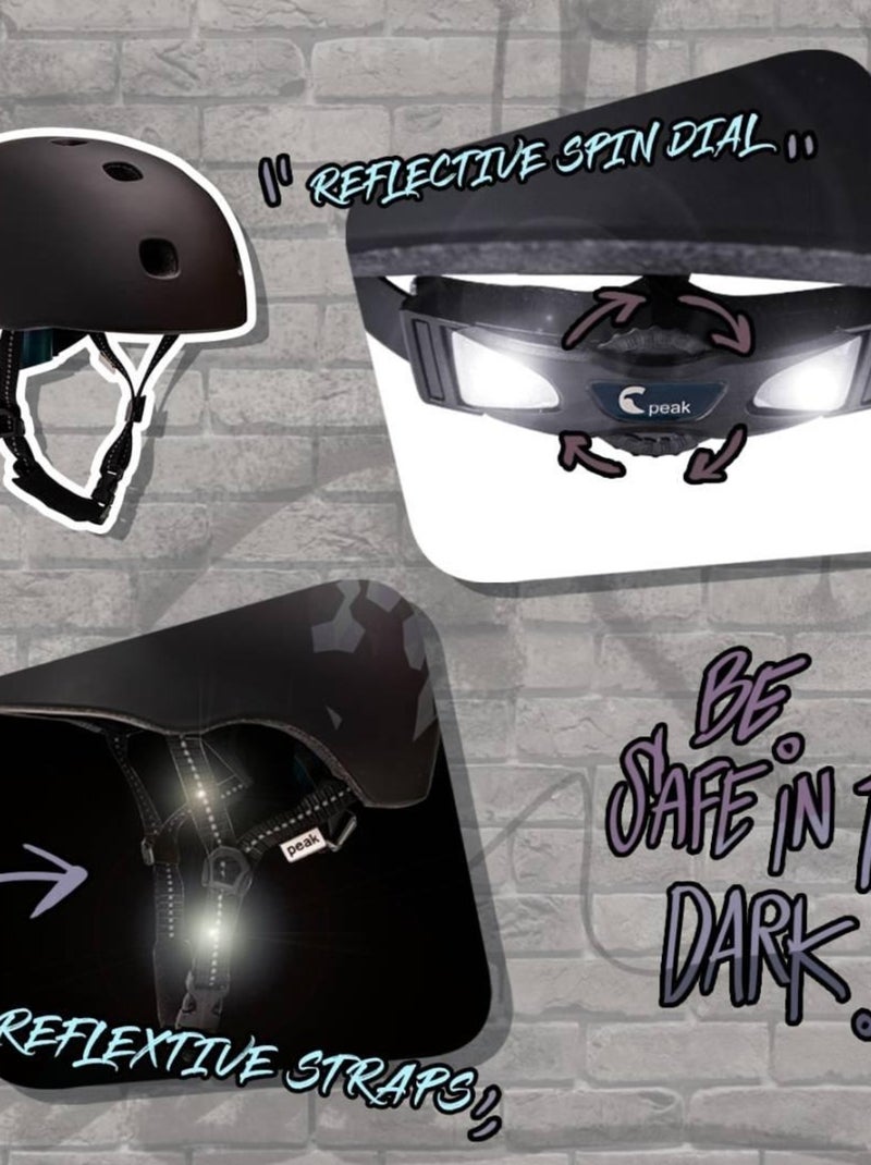 Casque de Vélo Skater pour Ados et Adultes| Carrés Noirs S/M |EN1078 Certifié Noir Noir - Kiabi