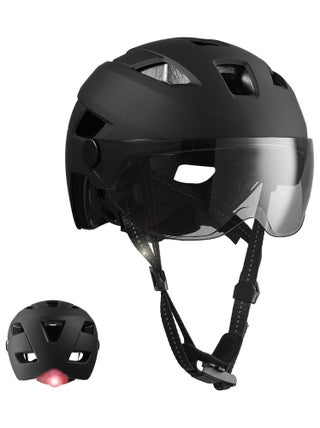 Casque E-bike pour Adultes| Noir, Visière et LED| Crazy Safety| Certifié EN1078