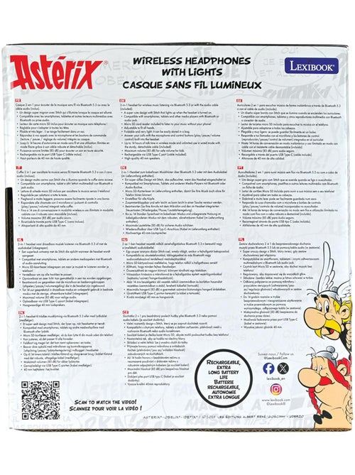 Casque lumineux pliable Bluetooth et filaire Astérix avec limitation du volume - Kiabi