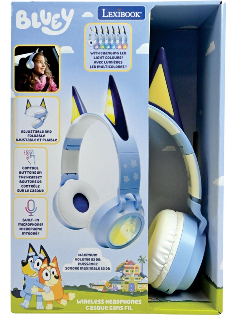 Casque lumineux pliable Bluetooth et filaire Bluey avec limitation du volume Bleu - Kiabi