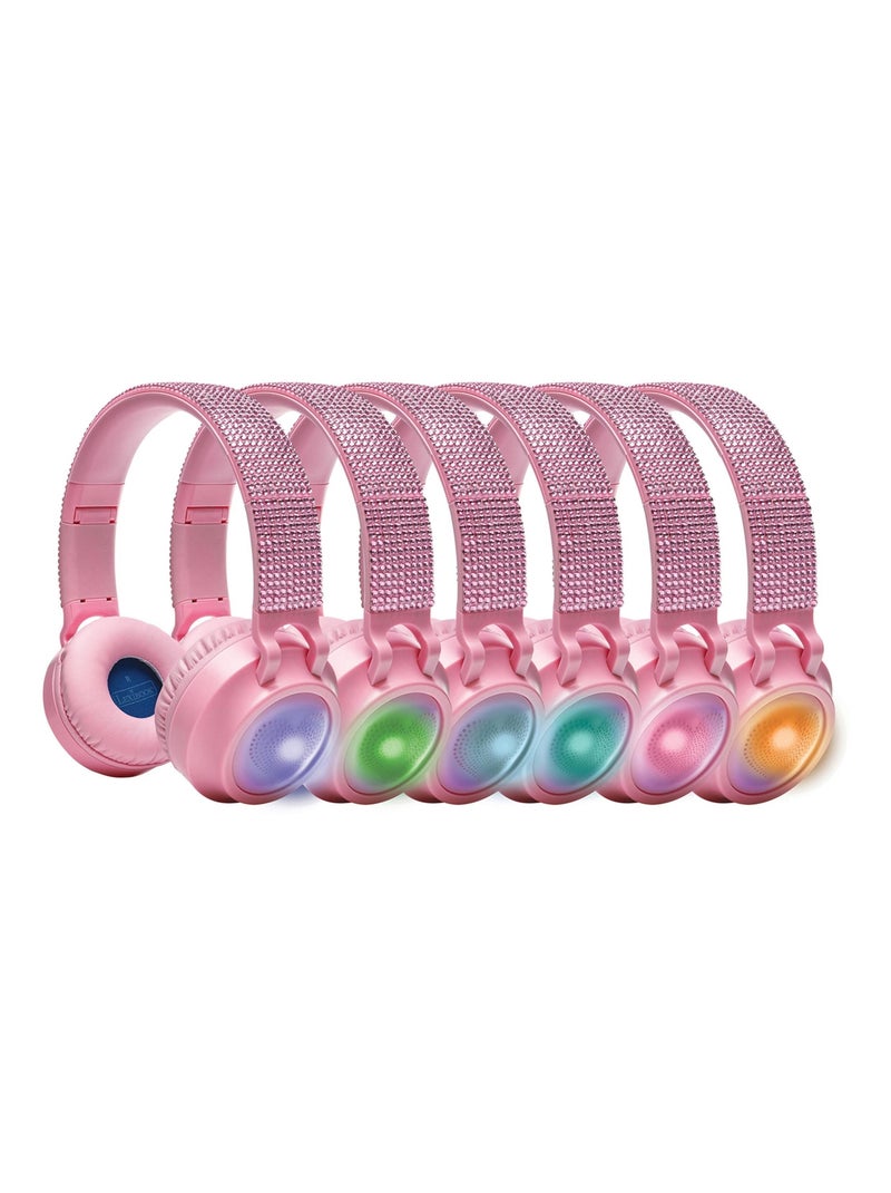 Casque lumineux pliable Bluetooth et filaire Girly avec limitation du volume Rose - Kiabi