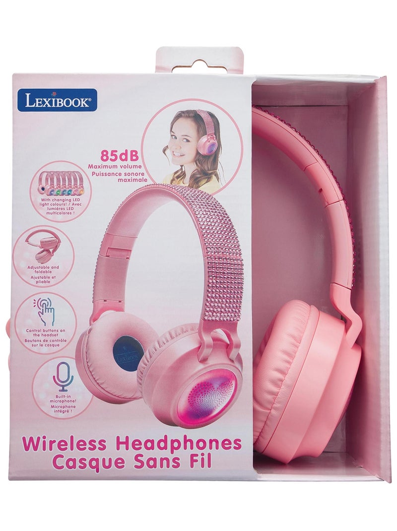 Casque lumineux pliable Bluetooth et filaire Girly avec limitation du volume Rose - Kiabi