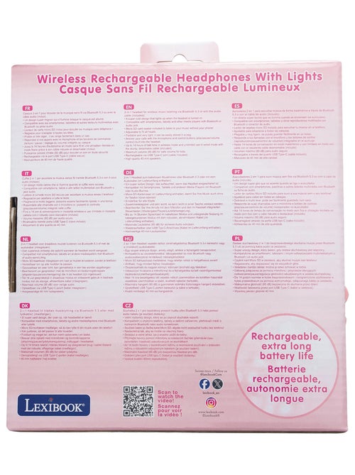 Casque lumineux pliable Bluetooth et filaire Girly avec limitation du volume - Kiabi