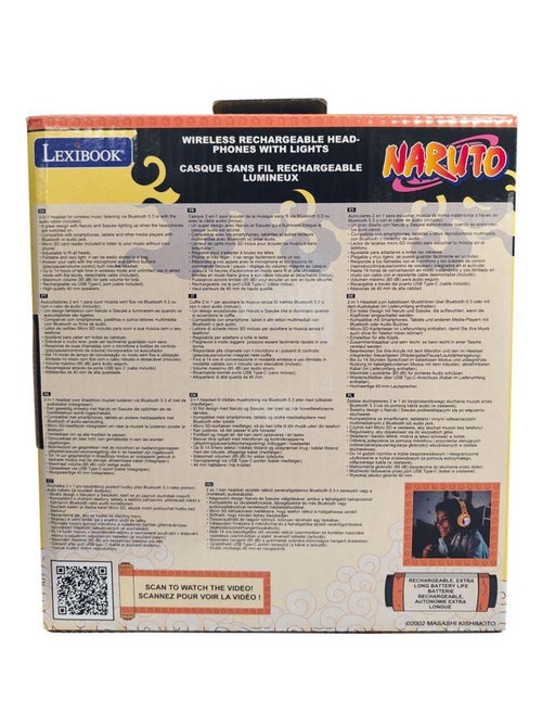 Casque lumineux pliable Bluetooth et filaire Naruto avec limitation du volume - Kiabi