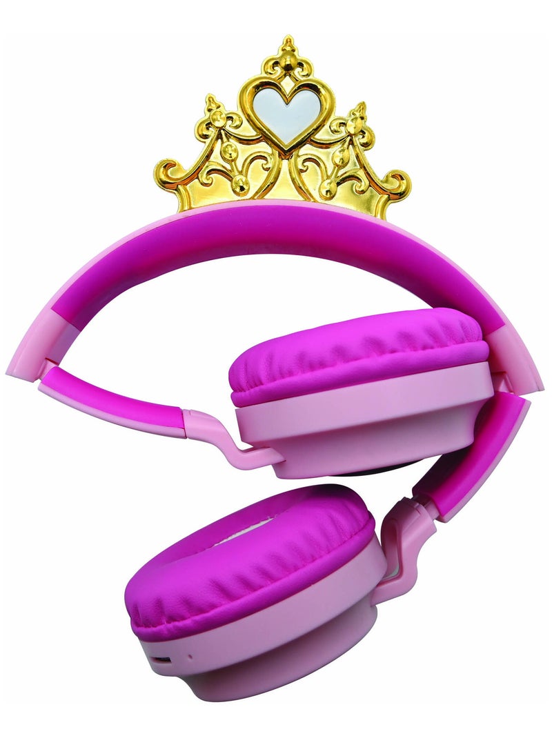Casque lumineux pliable Bluetooth et filaire Princesses Disney avec limitation du volume Rose - Kiabi