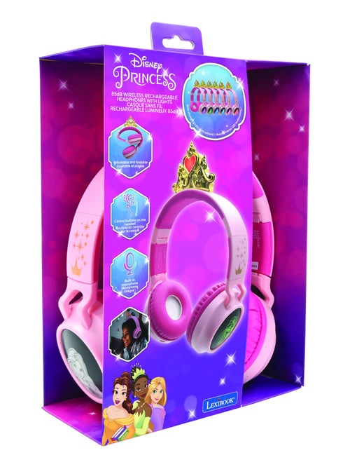 Casque lumineux pliable Bluetooth et filaire Princesses Disney avec limitation du volume - Kiabi