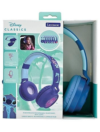 Casque lumineux pliable Bluetooth et filaire Stitch avec limitation du volume