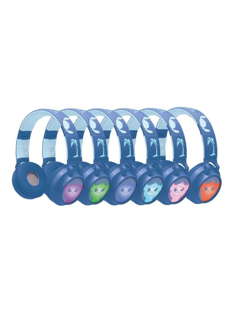 Casque lumineux pliable Bluetooth et filaire Stitch avec limitation du volume Bleu - Kiabi