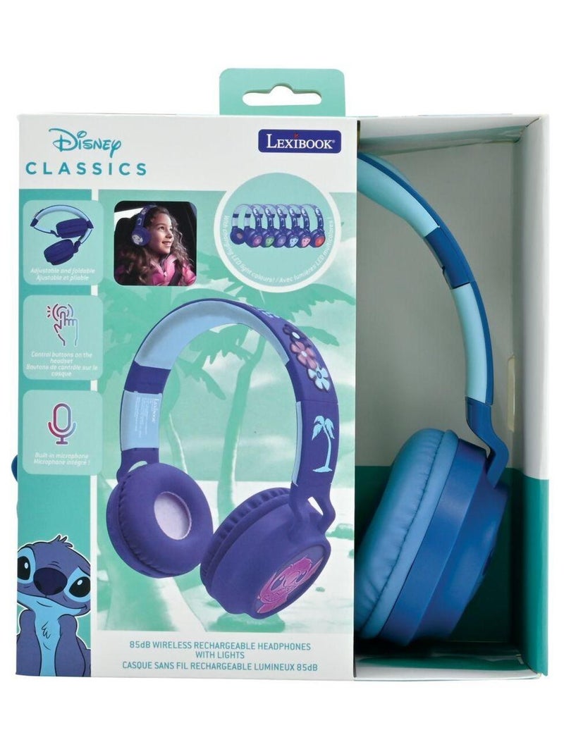 Casque lumineux pliable Bluetooth et filaire Stitch avec limitation du volume Bleu - Kiabi
