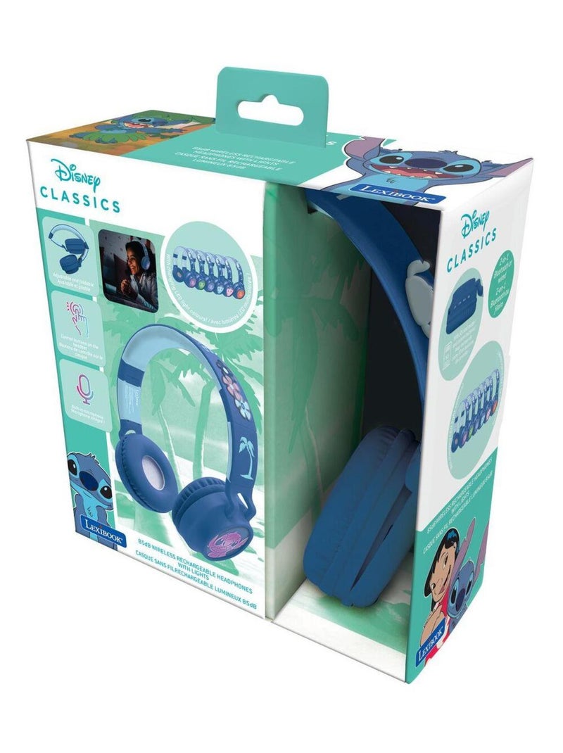 Casque lumineux pliable Bluetooth et filaire Stitch avec limitation du volume Bleu - Kiabi