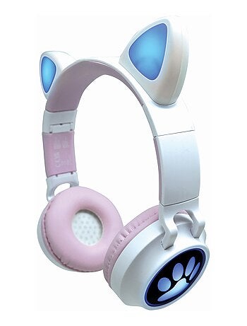 Casque sans fil rechargeable lumineux avec oreilles de chat