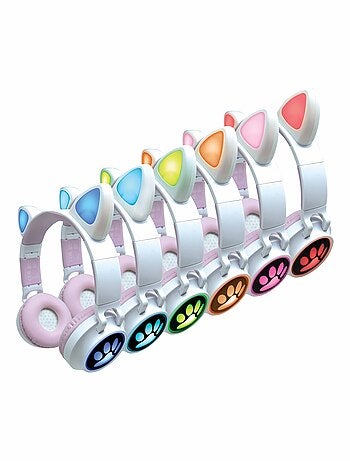 Casque sans fil rechargeable lumineux avec oreilles de chat