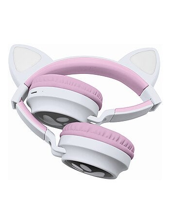Casque sans fil rechargeable lumineux avec oreilles de chat