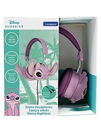 Casque stéréo filaire pliable avec limitation de volume d'écoute Angel de Disney Stitch