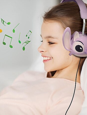 Casque stéréo filaire pliable avec limitation de volume d'écoute Angel de Disney Stitch