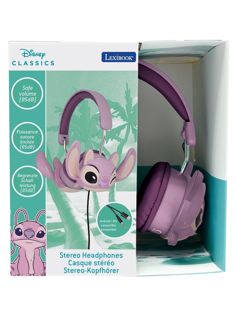 Casque stéréo filaire pliable avec limitation de volume d'écoute Angel de Disney Stitch Rose - Kiabi