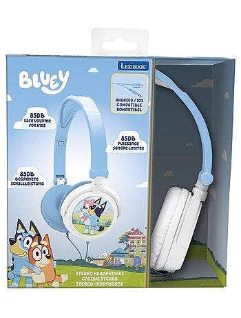 Casque stéréo filaire pliable avec limitation de volume d'écoute Bluey