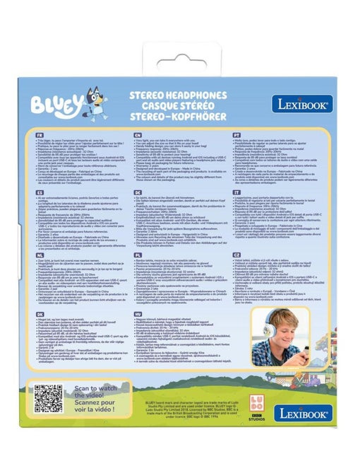 Casque stéréo filaire pliable avec limitation de volume d'écoute Bluey - Kiabi