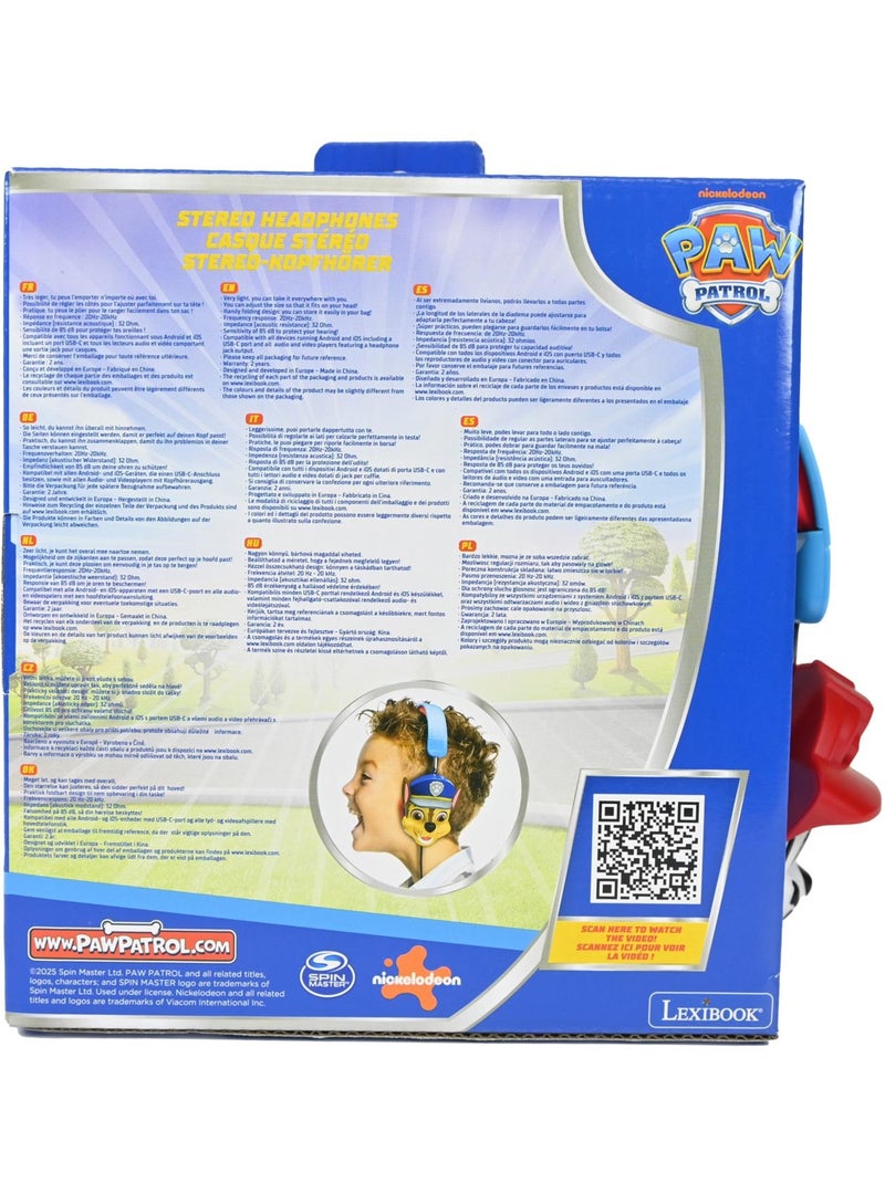 Casque stéréo filaire pliable avec limitation de volume d'écoute La Pat ‘Patrouille 3D Bleu - Kiabi