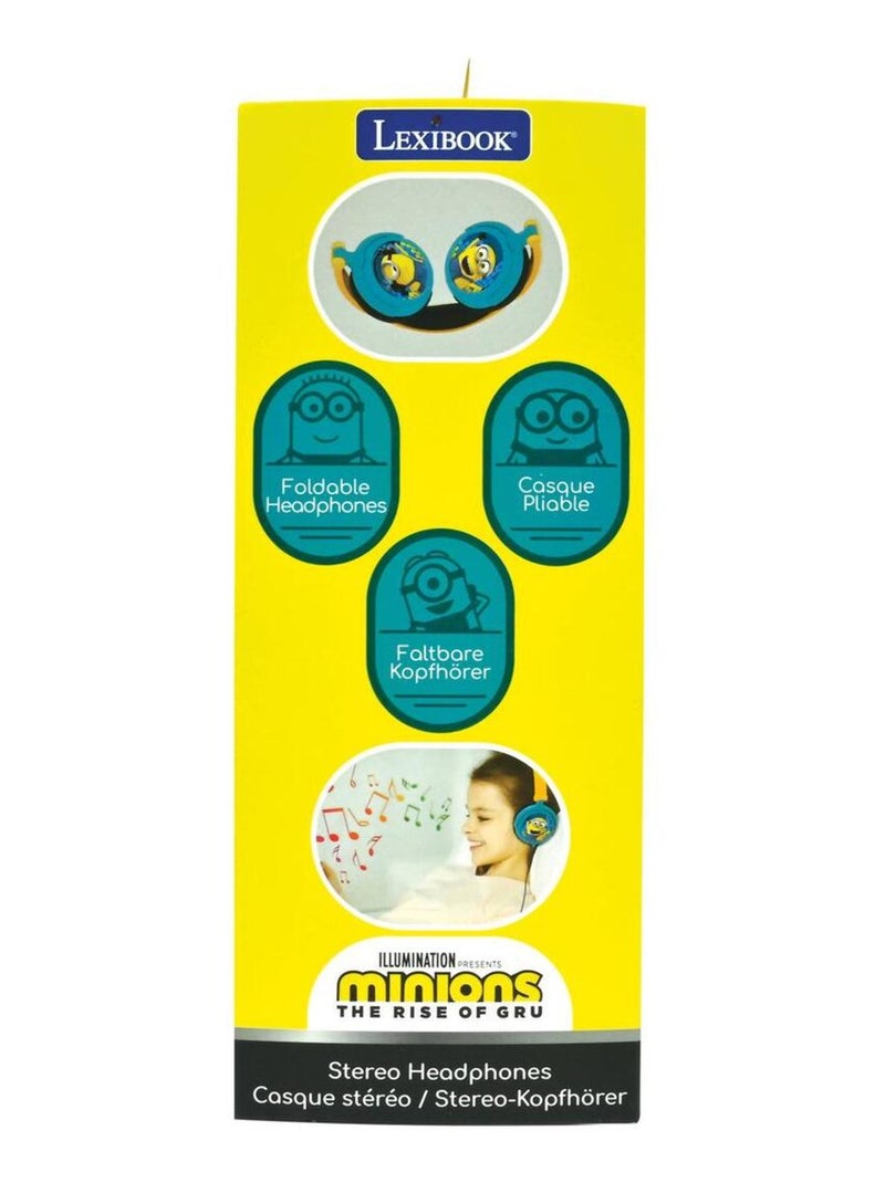 Casque stéréo filaire pliable avec limitation de volume d'écoute Les Minions Bleu - Kiabi