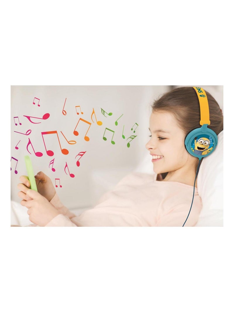 Casque stéréo filaire pliable avec limitation de volume d'écoute Les Minions Bleu - Kiabi