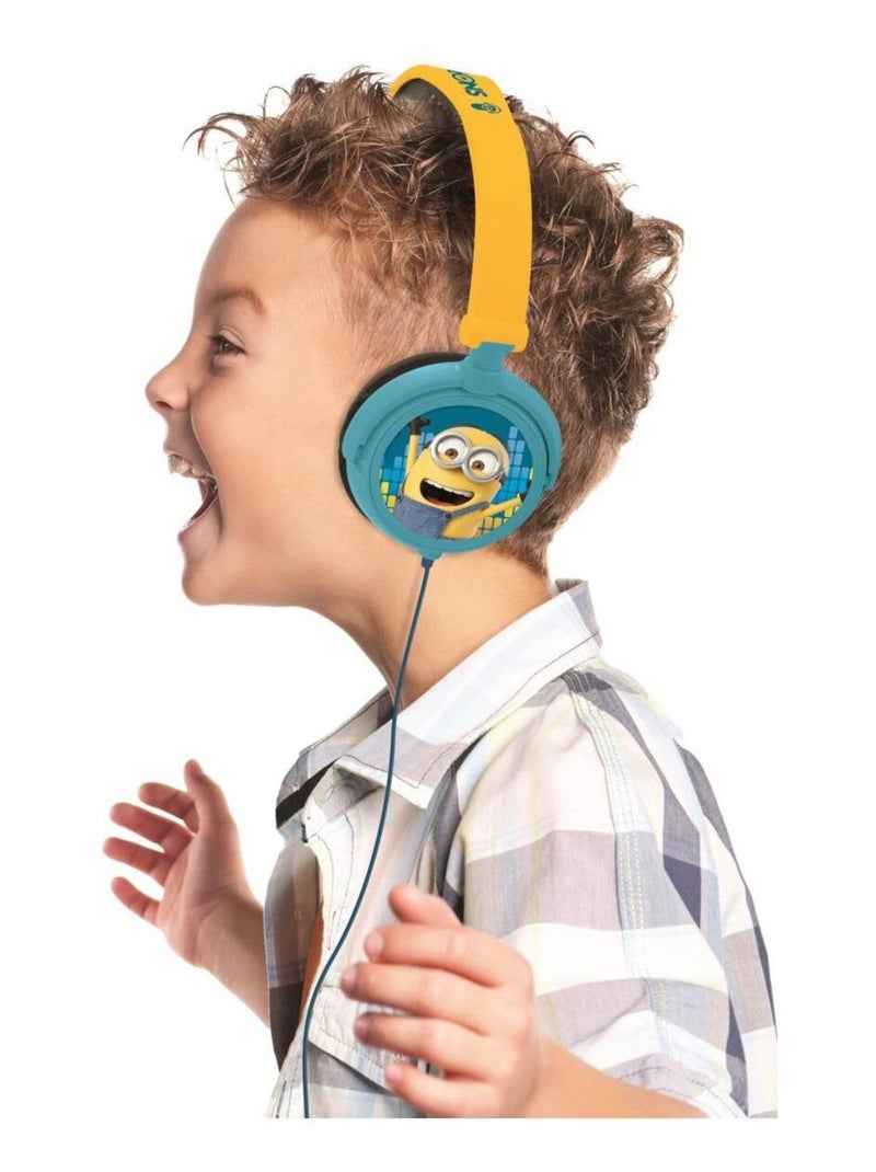 Casque stéréo filaire pliable avec limitation de volume d'écoute Les Minions Bleu - Kiabi