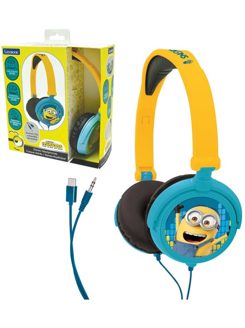Casque stéréo filaire pliable avec limitation de volume d'écoute Les Minions - Kiabi