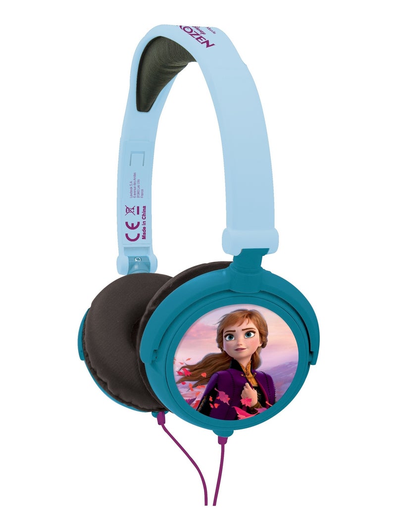 Casque stéréo filaire pliable avec limitation de volume d'écoute Reine des Neiges Bleu - Kiabi