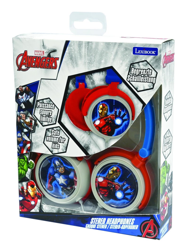 Casque stéréo filaire pliable Avengers avec limitation de volume d'écoute Bleu - Kiabi