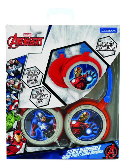 Casque stéréo filaire pliable Avengers avec limitation de volume d'écoute - Kiabi