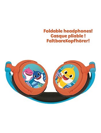 Casque stéréo filaire pliable Baby Shark avec limitation de volume d'écoute