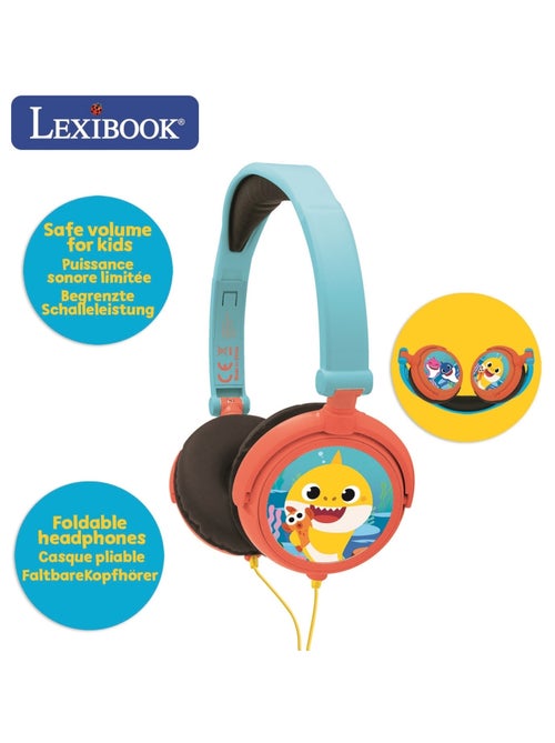 Casque stéréo filaire pliable Baby Shark avec limitation de volume d'écoute - Kiabi