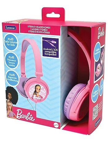 Casque stéréo filaire pliable Barbie avec limitation de volume d'écoute