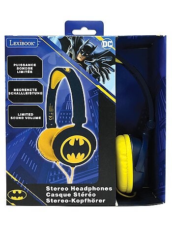 Casque stéréo filaire pliable Batman avec limitation de volume d'écoute