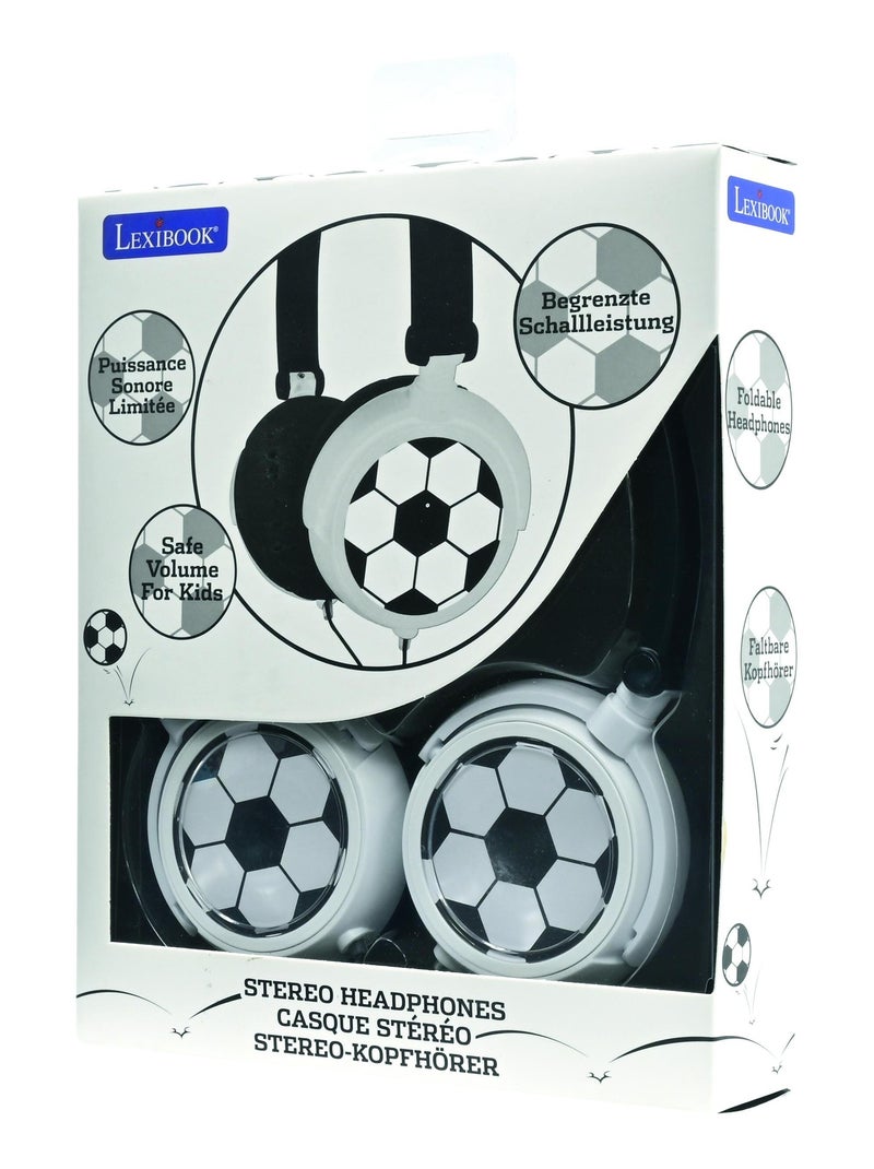 Casque stéréo filaire pliable Football avec limitation de volume d'écoute Noir - Kiabi