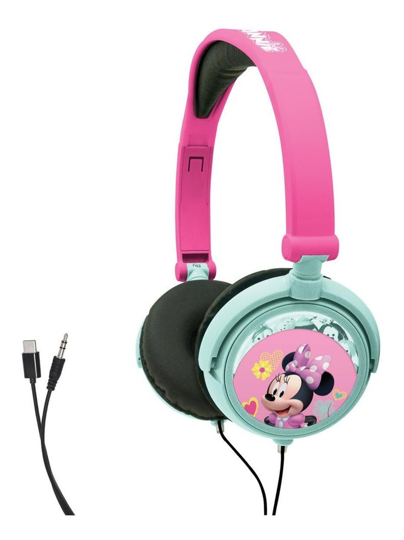 Casque stéréo filaire pliable Minnie Mouse avec limitation de volume d'écoute Rose - Kiabi