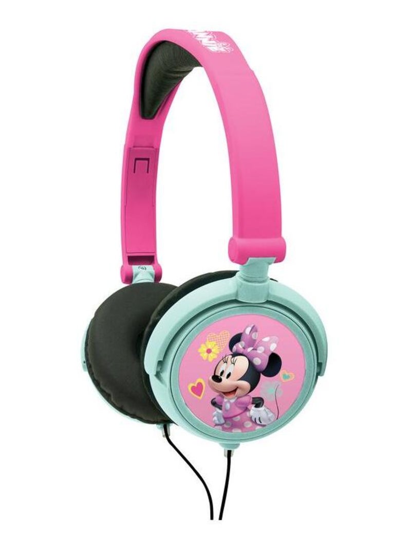 Casque stéréo filaire pliable Minnie Mouse avec limitation de volume d'écoute Rose - Kiabi