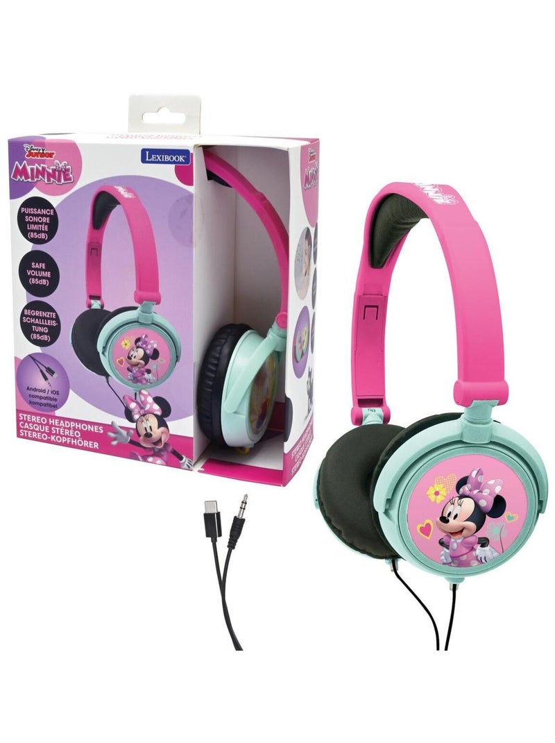 Casque stéréo filaire pliable Minnie Mouse avec limitation de volume d'écoute Rose - Kiabi