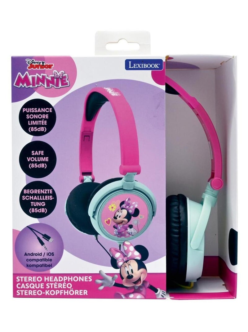 Casque stéréo filaire pliable Minnie Mouse avec limitation de volume d'écoute Rose - Kiabi