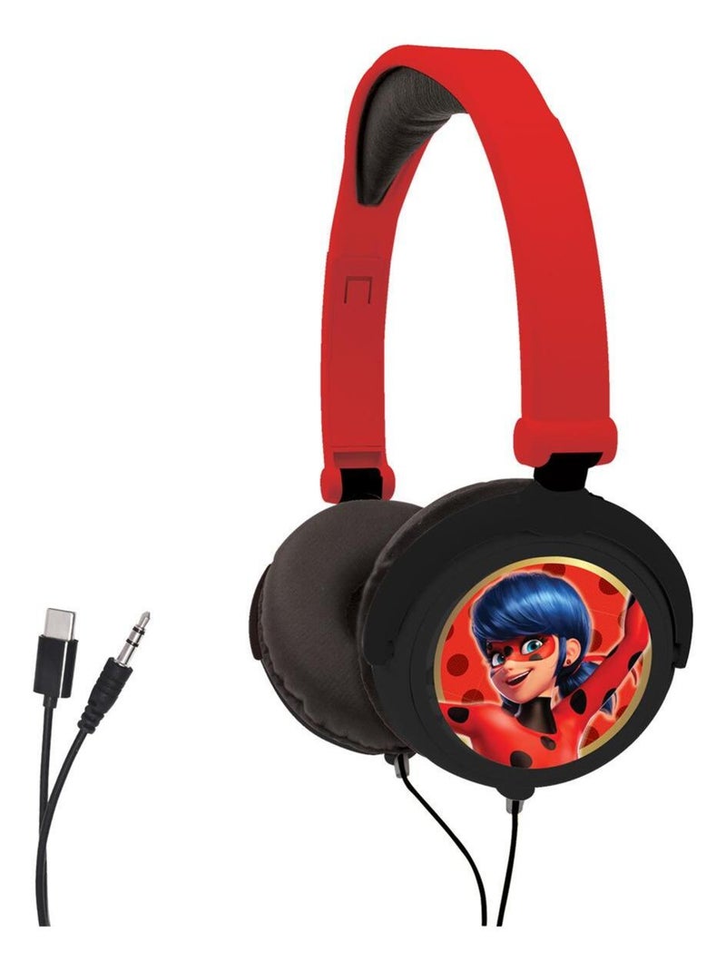 Casque stéréo filaire pliable Miraculous avec limitation de volume d'écoute Rouge - Kiabi