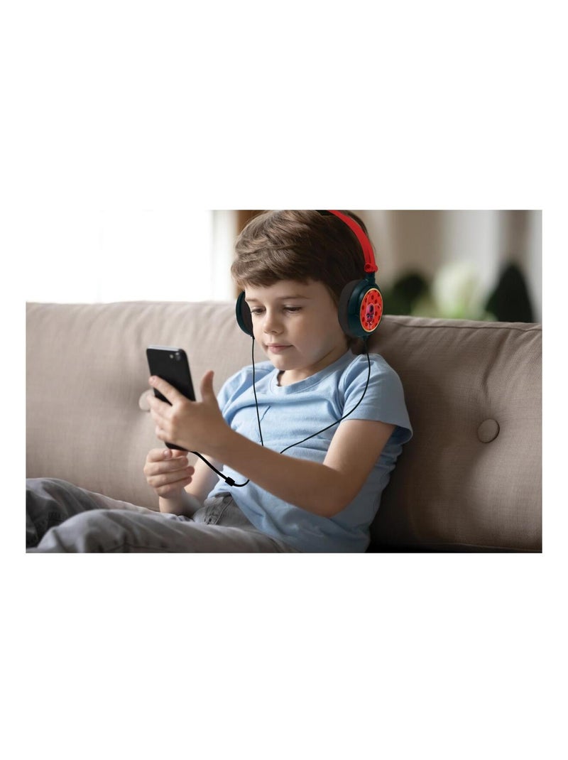 Casque stéréo filaire pliable Miraculous avec limitation de volume d'écoute Rouge - Kiabi