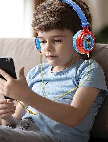 Casque stéréo filaire pliable Pat' Patrouille pour enfants avec limitation de volume d'écoute