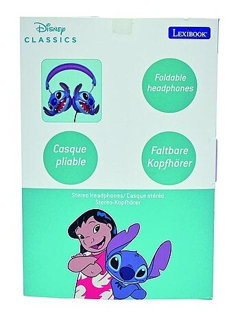Casque stéréo filaire pliable Stitch avec limitation de volume d'écoute
