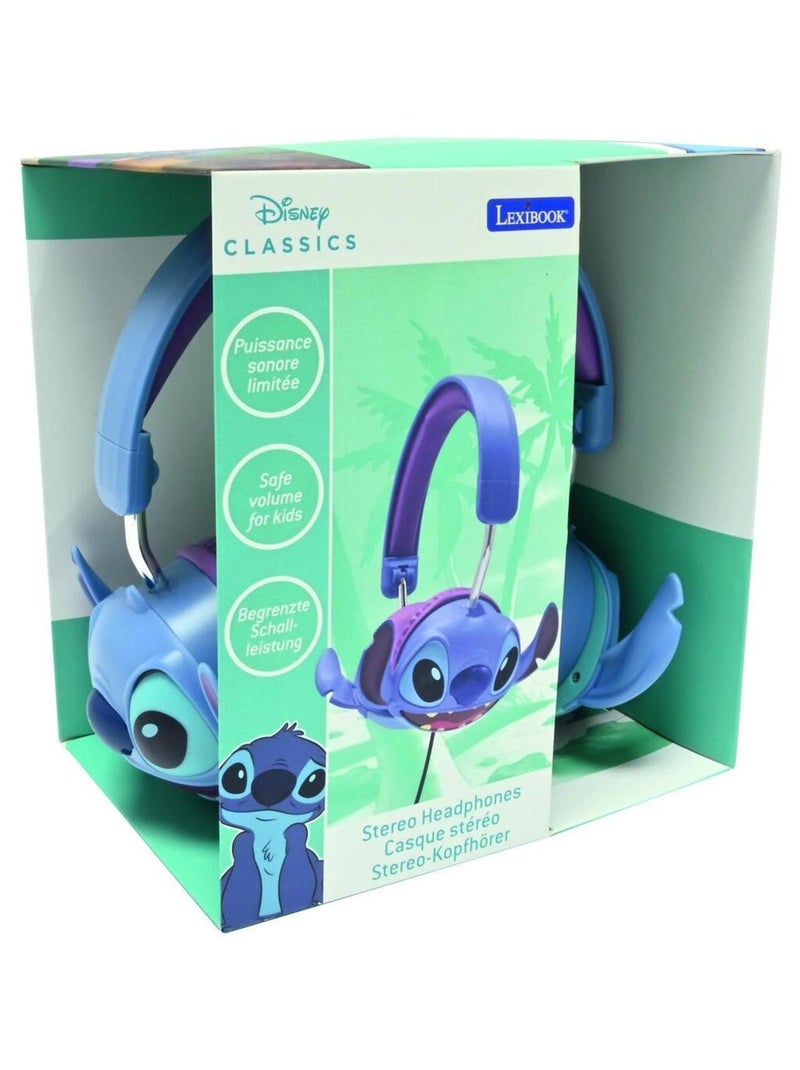 Casque stéréo filaire pliable Stitch avec limitation de volume d'écoute Bleu - Kiabi