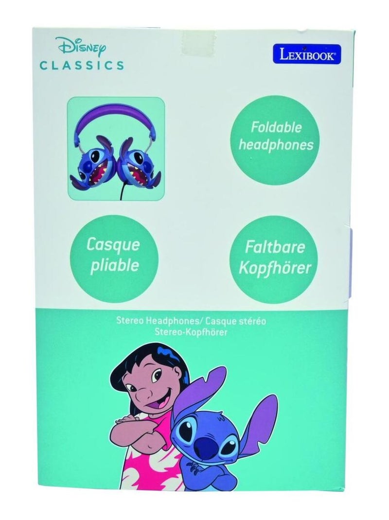 Casque stéréo filaire pliable Stitch avec limitation de volume d'écoute Bleu - Kiabi